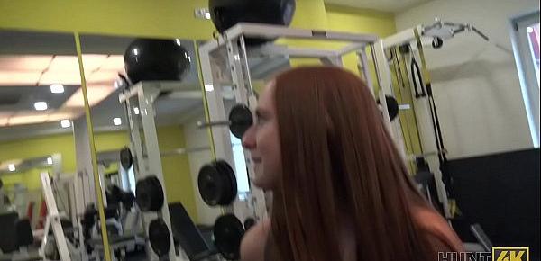  HUNT4K. Spontaneous pickup in the gym causes passionate sex scene